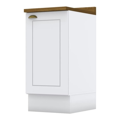 Balcão 1 Porta 40cm Americana Branco com Tampo Nature - Móveis Henn