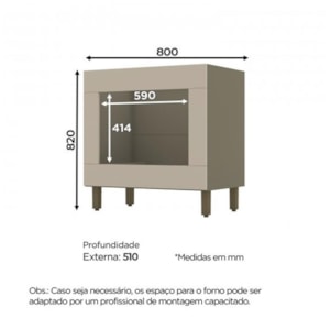 Balcão Forno Embutir Connect Duna/Cristal - Móveis Henn 