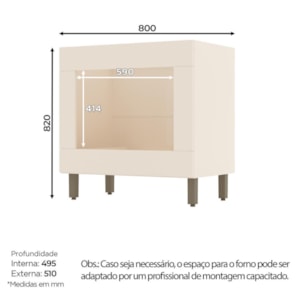 Balcão Forno Embutir Connect Off White/Duna com Tampo - Móveis Henn