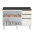 Balcão Pia Kali Premium 120cm 2 Portas Branco/Off White com Tampo MDF 15mm - Nicioli