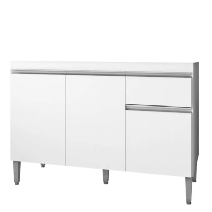 Balcão Pia Tatiane 118cm 3 Portas Branco sem Tampo - AJL Móveis