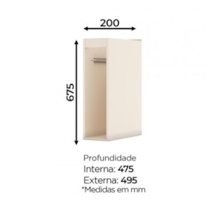 Balcão Porta Toalha 20cm Connect Off White - Móveis Henn 