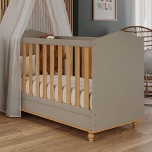 Berço Americano Mini Cama Mimo Fendi/Nature com Colchão Supreme - Permóbili Baby