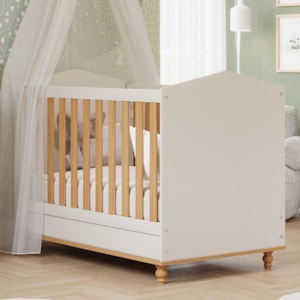 Berço Americano Mini Cama Mimo Off White/Nature - Permóbili Baby