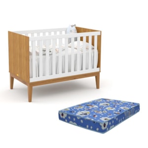 Berço Americano Unique Freijó/Branco Soft/Eco Wood com Colchão Baby Physical - Matic Móveis 