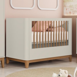 Berço Mini Cama Boom Plus Classic Areia Fosco com Colchão Baby Physical - Reller Móveis