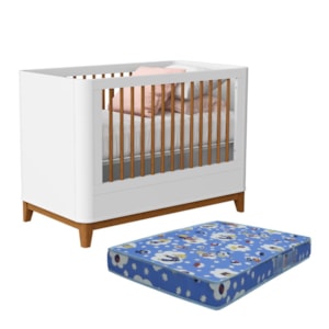 Berço Mini Cama Boom Plus Classic Branco Fosco com Colchão Baby Physical - Reller Móveis