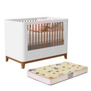 Berço Mini Cama Boom Plus Classic Branco Fosco com Colchão Supreme - Reller Móveis