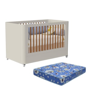 Berço Mini Cama Boom Plus Wheels Areia Fosco com Colchão Baby Physical - Reller Móveis