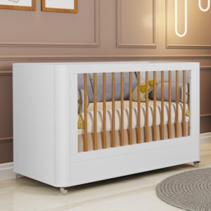 Berço Mini Cama Boom Plus Wheels Branco Fosco com Colchão Baby Physical - Reller Móveis