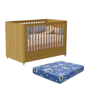 Berço Mini Cama Boom Plus Wheels Savana Fosco com Colchão Baby Physical - Reller Móveis