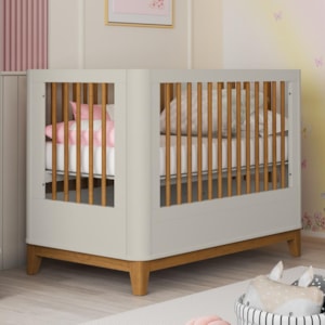 Berço Mini Cama Boom Slim Classic Areia Fosco com Colchão Baby Physical - Reller Móveis