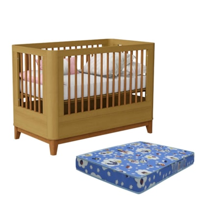 Berço Mini Cama Boom Slim Classic Savana Fosco com Colchão Baby Physical - Reller Móveis