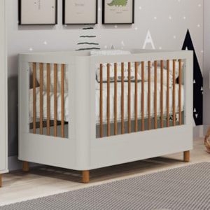 Berço Mini Cama Boom Slim Nordic Areia Fosco com Colchão Baby Physical - Reller Móveis