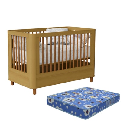 Berço Mini Cama Boom Slim Nordic Savana Fosco com Colchão Baby Physical - Reller Móveis