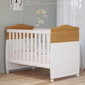 Berço Mini Cama Conforto Nature/Branco com Colchão Supreme - Permóbili Baby