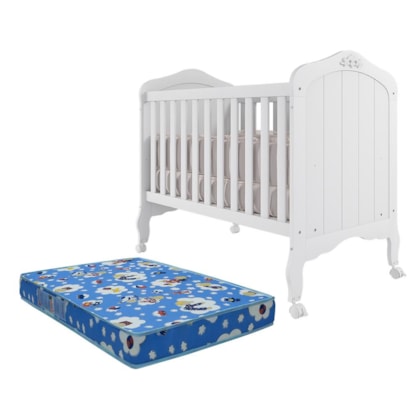 Berço Mini Cama Harmonia Branco com Colchão Physical - Permóbili Baby