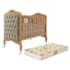 Berço Mini Cama Harmonia Nature/Branco com Capitonê e Colchão Supreme - Permóbili Baby