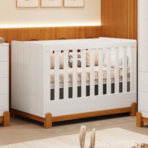 Berço Mini Cama Lotus Frisado Branco Fosco com Colchão Baby Physical - Reller Móveis