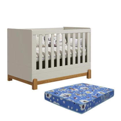 Berço Mini Cama Lotus Liso Areia Fosco com Colchão Baby Physical - Reller Móveis