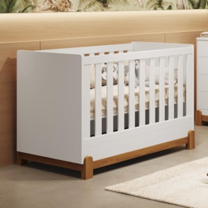 Berço Mini Cama Lotus Liso Branco Fosco com Colchão Baby Physical - Reller Móveis