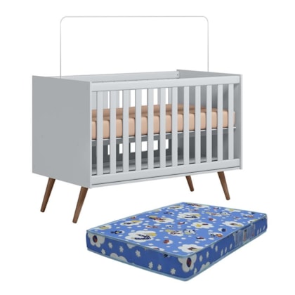 Berço Mini Cama Q Encanto Retrô Cinza com Colchão Baby Physical - Qmovi