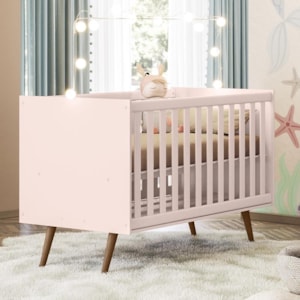 Berço Mini Cama Q Encanto Retrô Rosa com Colchão Baby Physical - Qmovi