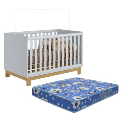 Berço Mini Cama Q Encanto Slim Cinza Acetinado com Colchão Baby Physical - Qmovi