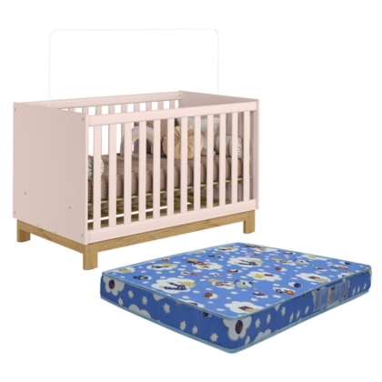 Berço Mini Cama Q Encanto Slim Rosa Acetinado com Colchão Baby Physical - Qmovi