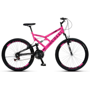 Bicicleta GPS Aro 26 Aero 21 Marchas Freios V-Brake em Aço Carbono Rosa Neon - Colli Bike