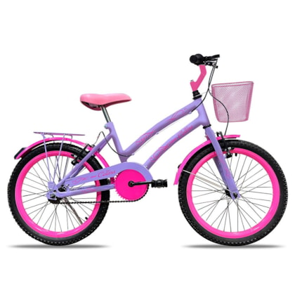 Bicicleta Infantil Celina Aro 20 Freio V-Brake Nylon Lilás com Cestinha - Colli Bike