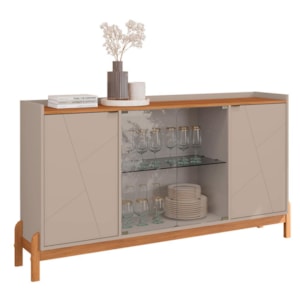 Buffet Aparador Bari 4 Portas Off White/Cedro - Casa D