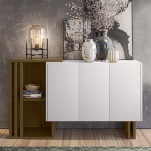 Buffet Aparador Berlim 3 Portas Imbuia/Off White - New Ceval