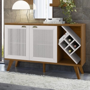 Buffet Aparador Isis 2 Portas Ypê/Off White com Adega - New Ceval