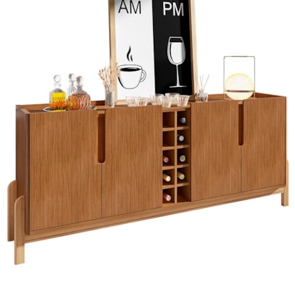 Buffet Aparador Lizz 190cm 4 Portas com Adega Cedro - Casa D