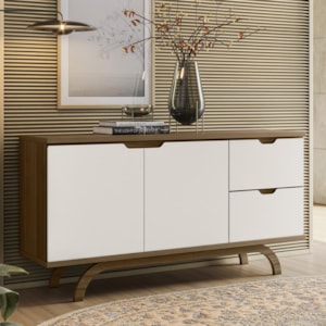 Buffet Aparador Vicenza 2 Portas e 2 Gavetas Imbuia/Off White - New Ceval