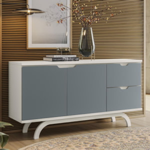 Buffet Aparador Vicenza 2 Portas e 2 Gavetas Off White/Cinza - New Ceval