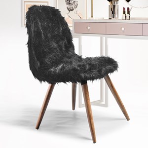 Cadeira Decorativa Rouge Pelo Sintético Preto - Salaone  