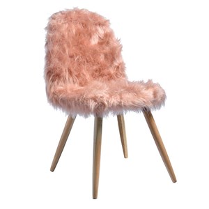 Cadeira Decorativa Rouge Pelo Sintético Rosê - Salaone  