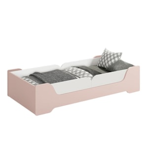 Cama Evolutiva Zaki Rosa Fosco com 2 Kits Proteção Lateral Lisa e Colchão D20 - Reller Móveis 