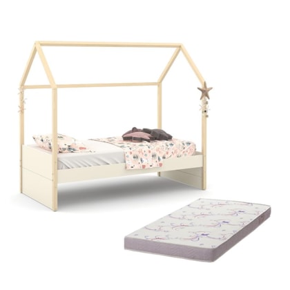 Cama Infantil Kids Liv Off White/Natural com Colchão Physical D20 - Matic Móveis 