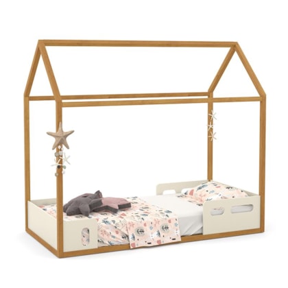 Cama Montessoriana Liv Off White/Freijó - Matic Móveis 