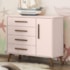 Cômoda Infantil Q Encanto Retrô 1 Porta e 4 Gavetas Rosa - Qmovi