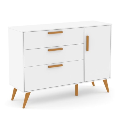 Cômoda Infantil Retrô com Porta Branco Soft/Eco Wood - Matic Móveis  