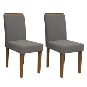Conjunto 2 Cadeiras Amanda Imbuia/Cinza - PR Móveis 