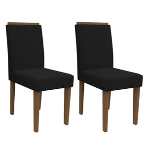 Conjunto 2 Cadeiras Amanda Imbuia/Preto - PR Móveis 