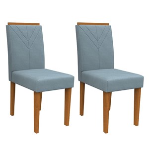 Conjunto 2 Cadeiras Amanda Ipê/Azul - PR Móveis 