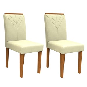 Conjunto 2 Cadeiras Amanda Ipê/Bege - PR Móveis 