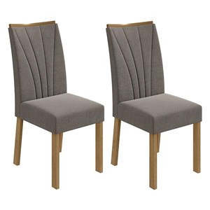 Conjunto 2 Cadeiras Apogeu Amêndoa/Suede Bege - Móveis Lopas