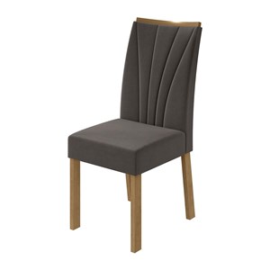 Conjunto 2 Cadeiras Apogeu Amêndoa/Veludo Marrom - Móveis Lopas